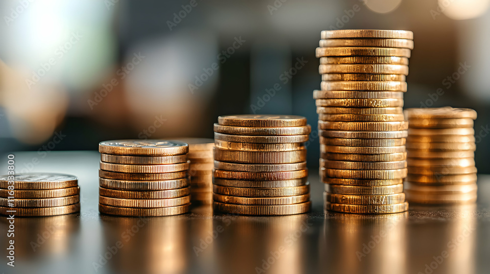 Financial growth insights stacked coins business environment close-up shot motivational concept Financial growth insights stacked coins business environment close-up shot motivational concept