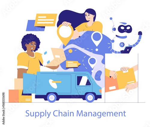 Logistics Automation. Flat Vector Illustration
