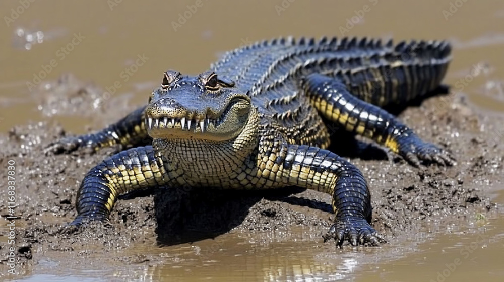 Fototapeta premium American alligator in muddy water.