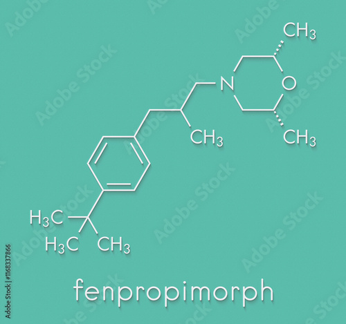 Fenpropimorph fungicide molecule. Skeletal formula. photo