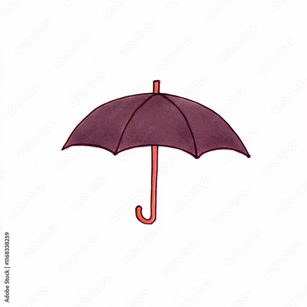 Charming Hand-Drawn Illustration: A Deep Purple Umbrella Gently Resting. AI Generated Charming Hand-Drawn Illustration: A Deep Purple Umbrella Gently Resting. AI Generated