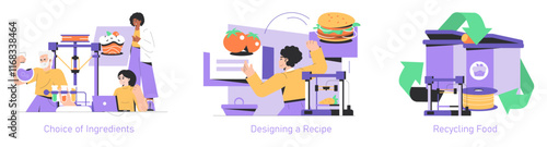 Printing Food. Flat Vector Illustration