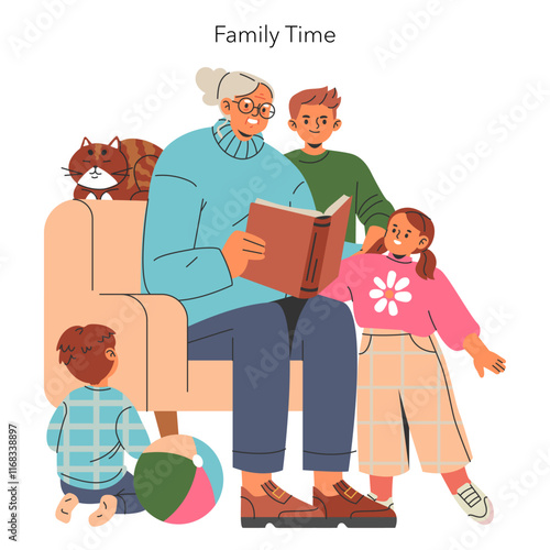 Pensioners Cope With Loneless. Flat Vector Illustration