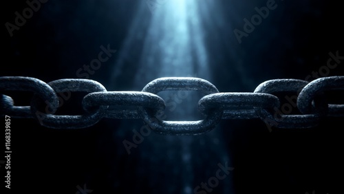 Broken chain link, freedom concept