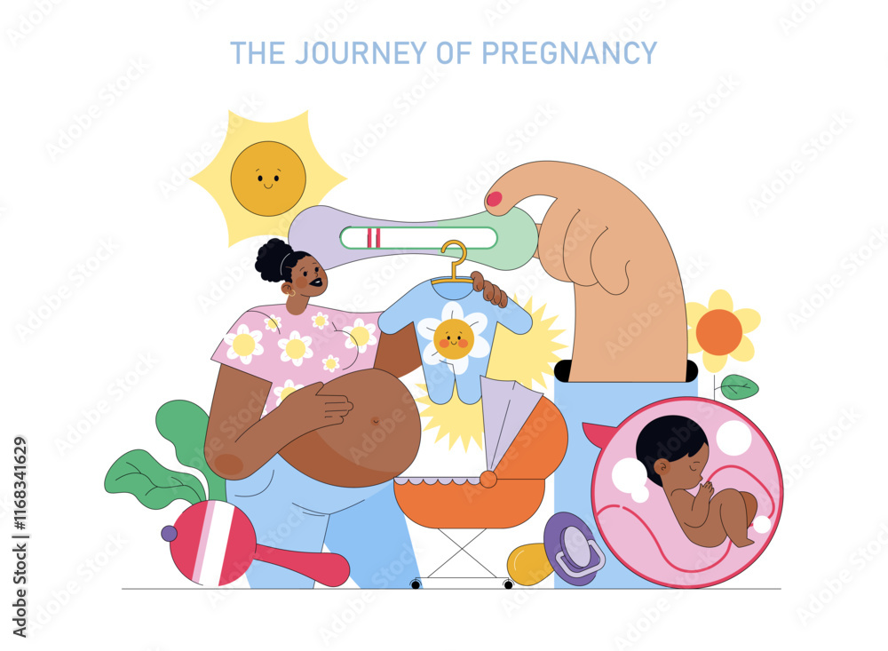 Naklejka premium The First Year Of A babys Life. Flat Vector Illustration