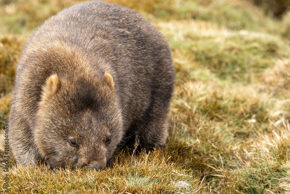 Fototapeta premium The bare-nosed wombat, also known as the common wombat, is the world's largest burrowing herbivorous mammal. 
