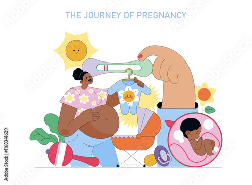 The First Year Of A babys Life. Flat Vector Illustration