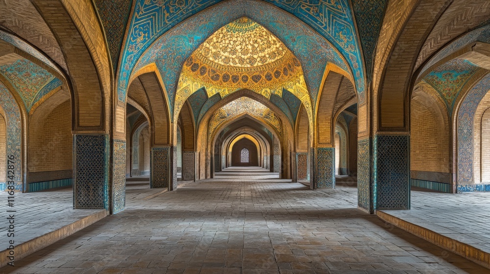 Obraz premium Majestic Islamic Mosque Interior with Arched Doorways
