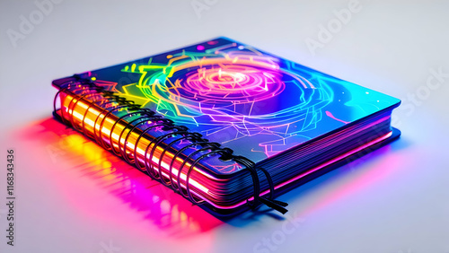 Wallpaper Mural Neon colored notebook isolated on white Torontodigital.ca
