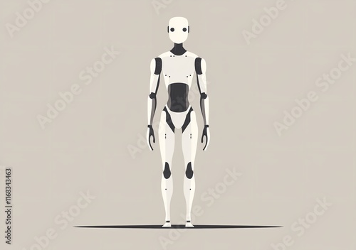 Minimalist Flat Illustration of a White Humanoid Robot

 photo