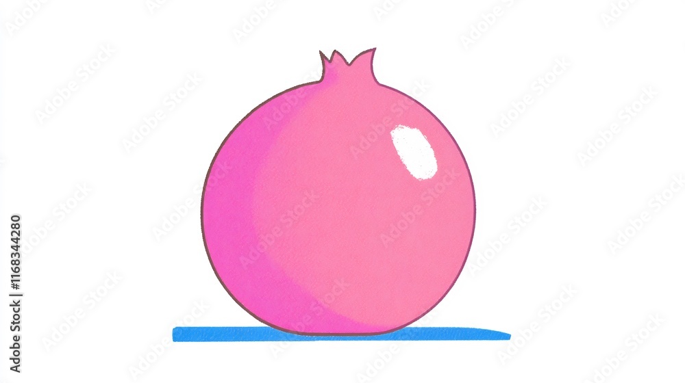 Fototapeta premium Vibrant Pink Pomegranate Illustration: Smoothly Rendered Digital Art. AI Generated