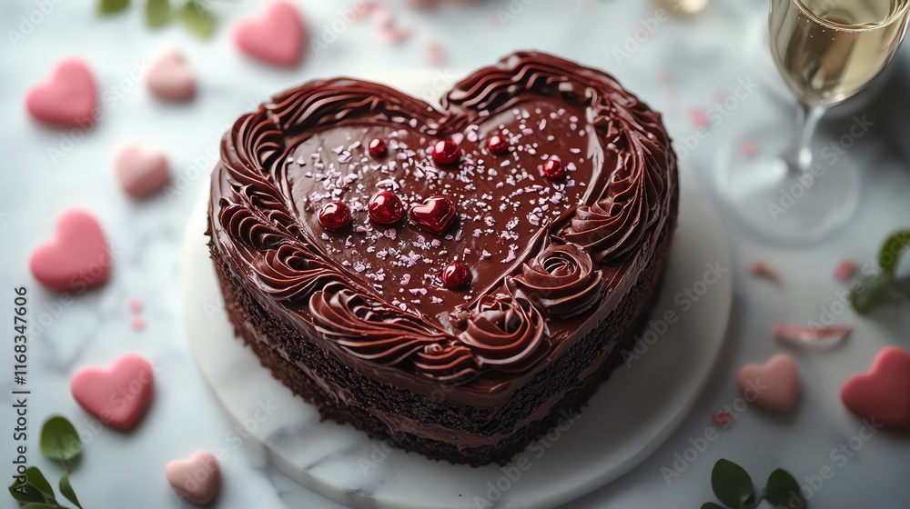 Fototapeta premium heart shaped chocolate cake