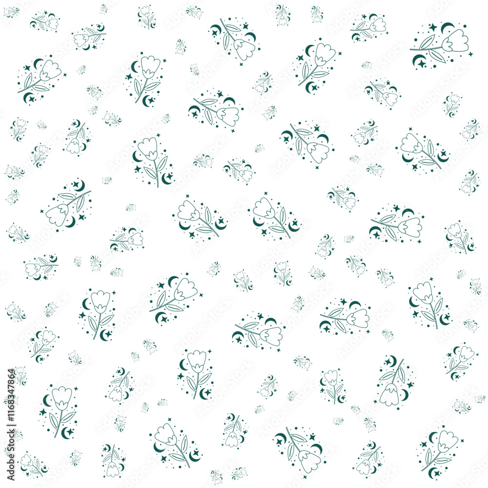 Aesthetic Floral Line Circle Moon Pattern Aesthetic Floral Line Circle Moon Pattern
