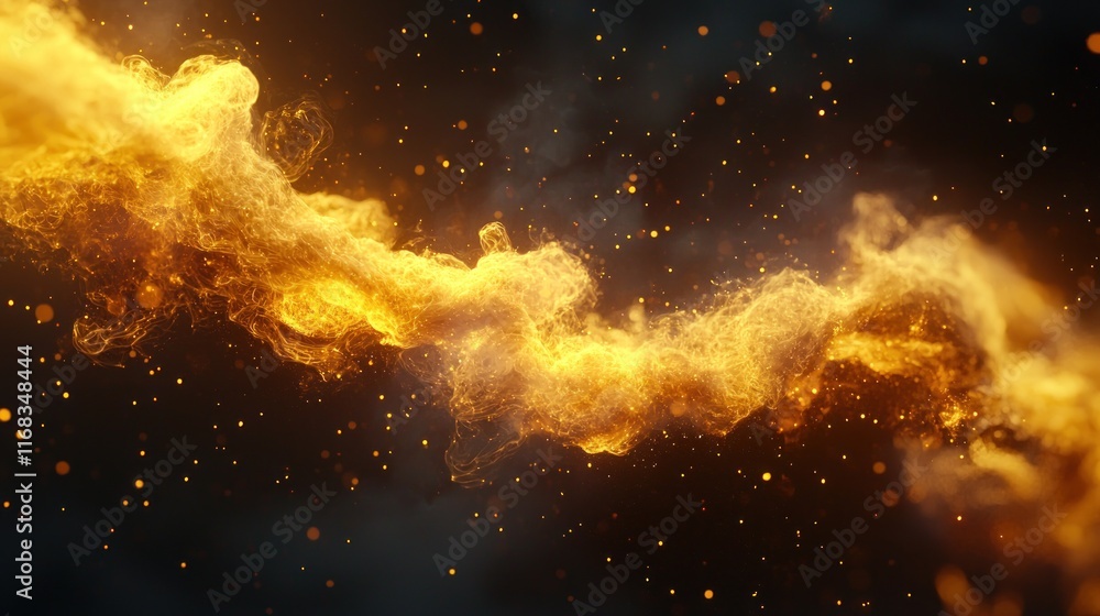 Fototapeta premium Abstract Golden Nebula: A Cosmic Dance of Light and Energy