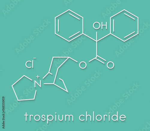 Trospium drug molecule. Skeletal formula. photo