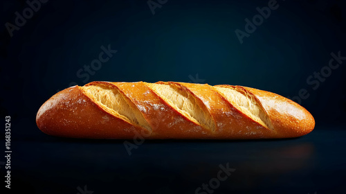 Freshly baked artisan bread loaf with golden crust, perfect for sandwiches or as a side to meals. photo