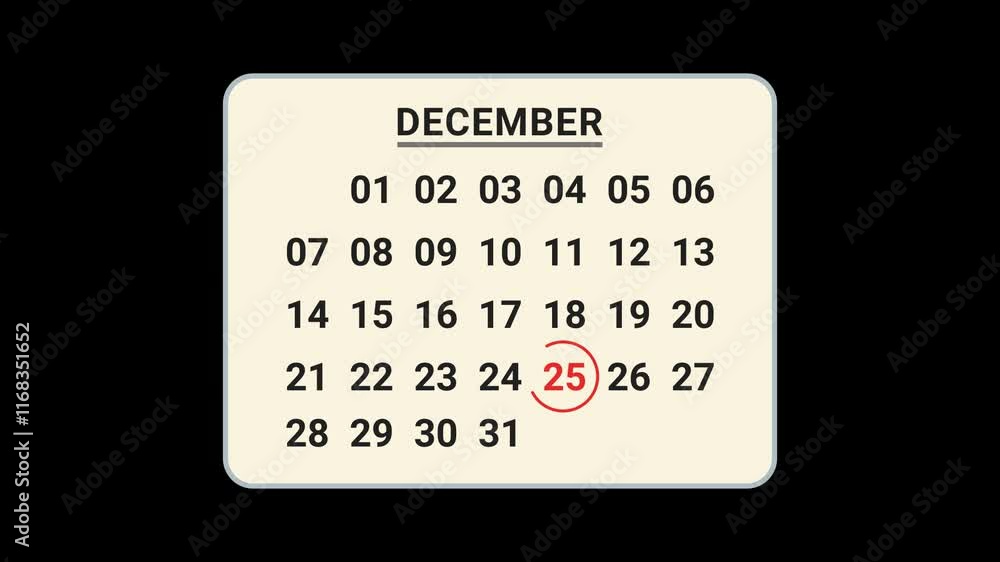 25 December Calendar Date Animation 25 December Calendar Date Animation