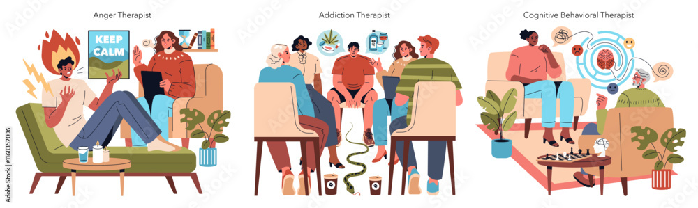 Fototapeta premium Psychotherapists. Flat Vector Illustration
