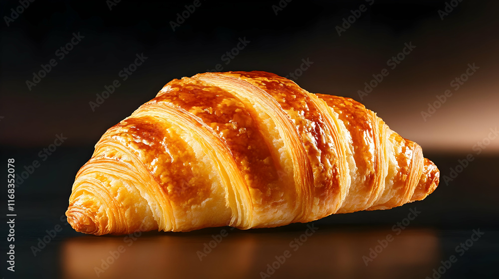 Golden, flaky croissant with perfectly layered dough, ideal for breakfast or a delightful snack. Golden, flaky croissant with perfectly layered dough, ideal for breakfast or a delightful snack.