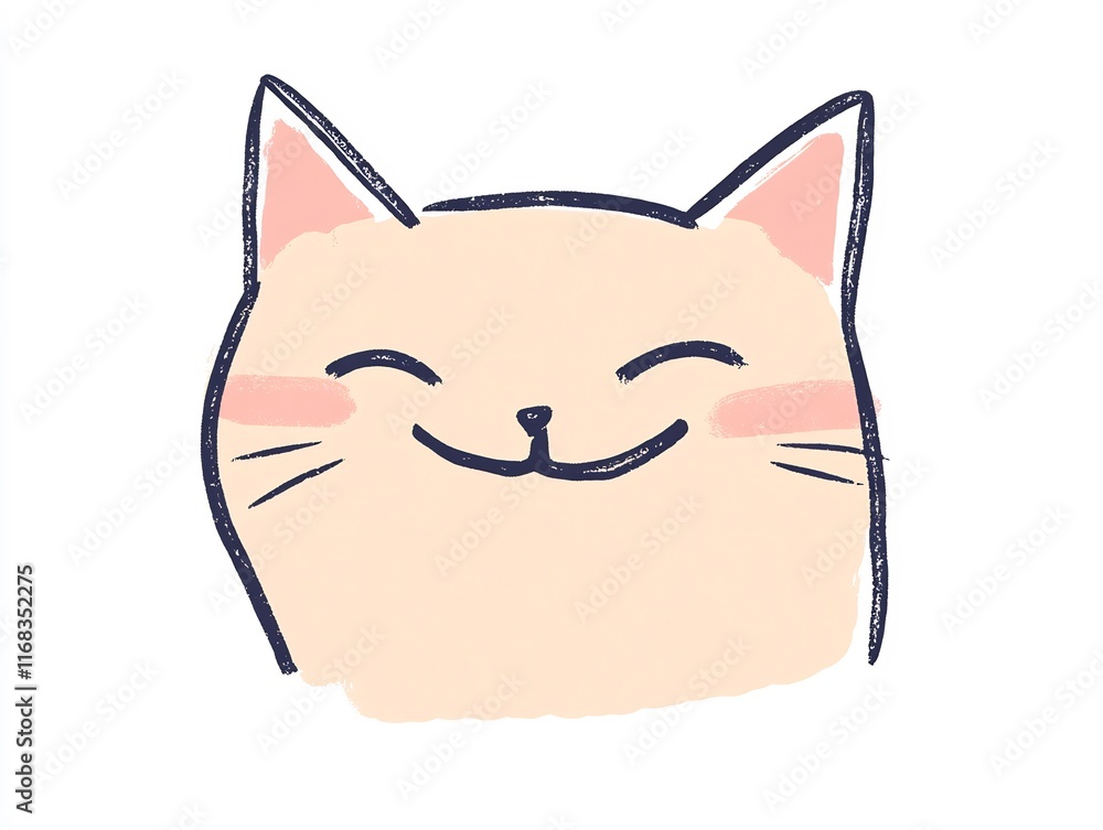 Charming Hand-Drawn Illustration: Joyfully Smiling Cat Portrait. AI Generated Charming Hand-Drawn Illustration: Joyfully Smiling Cat Portrait. AI Generated