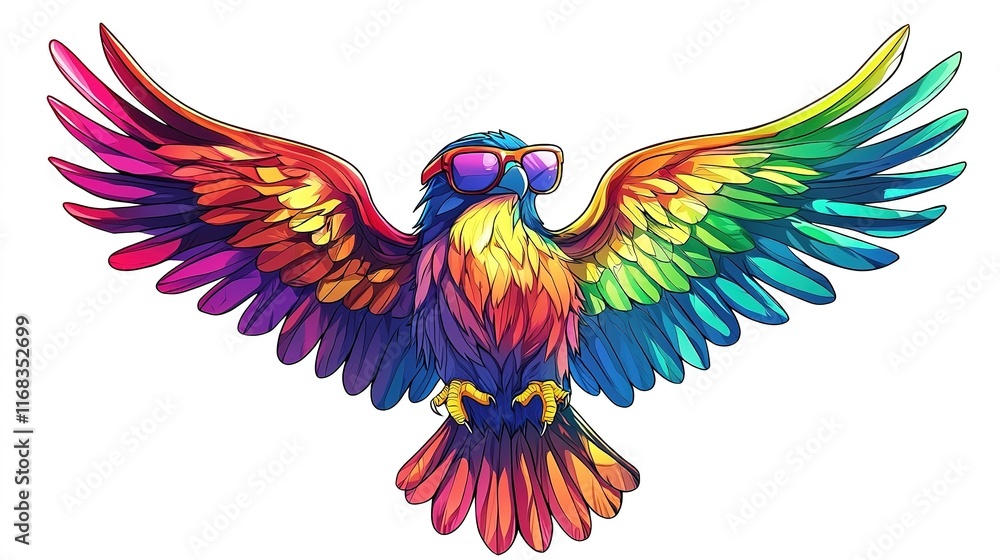 Fototapeta premium Rainbow Bird with Sunglasses