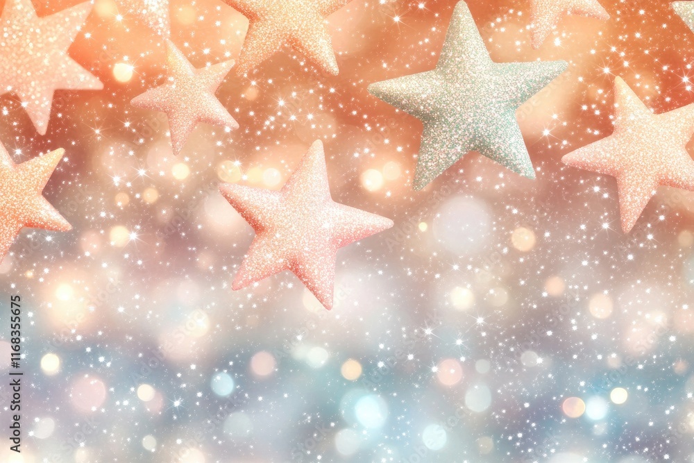 A dreamy background featuring sparkling stars and a soft, colorful bokeh effect. A dreamy background featuring sparkling stars and a soft, colorful bokeh effect.