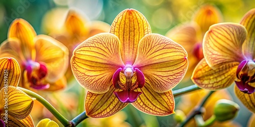 Ascda Pakchong Gold Moth Orchid: Close-Up Macro with Shallow Depth of Field photo