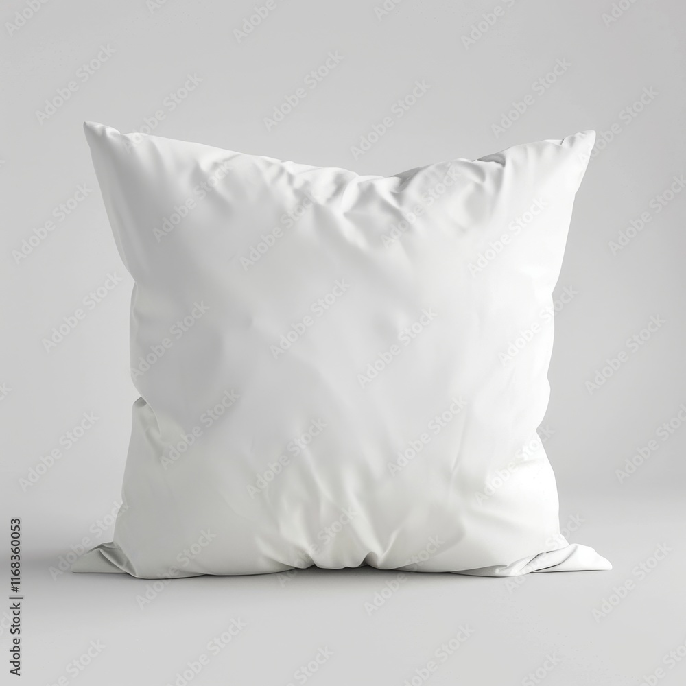Obraz premium White square pillow on light grey background.