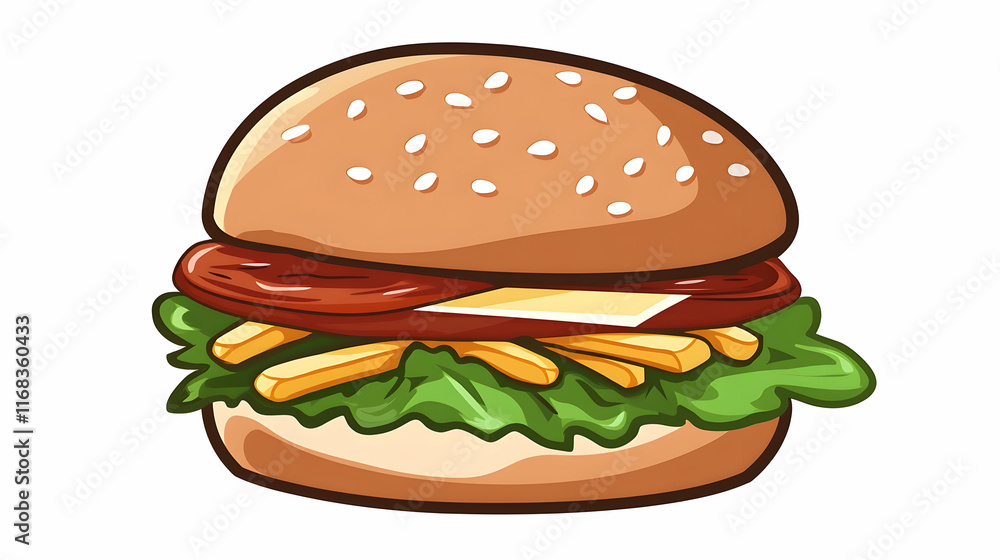 Cartoon Burger Fries Cheese Lettuce Menu Design. Cartoon Burger Fries Cheese Lettuce Menu Design.