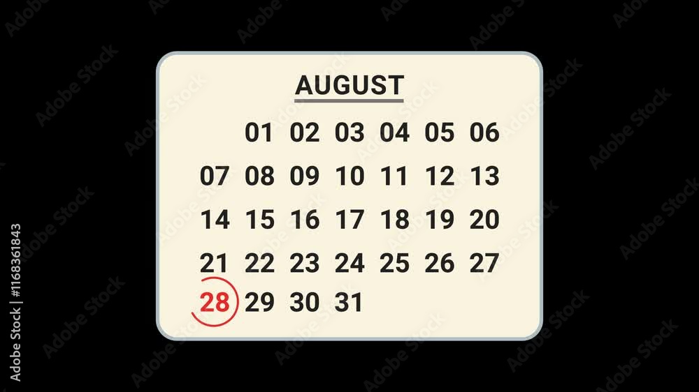 28 Calendar Date Animation 28 Calendar Date Animation