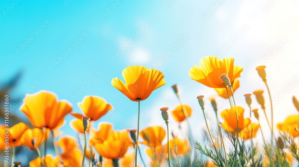 Sunny orange poppies. Sunny orange poppies.