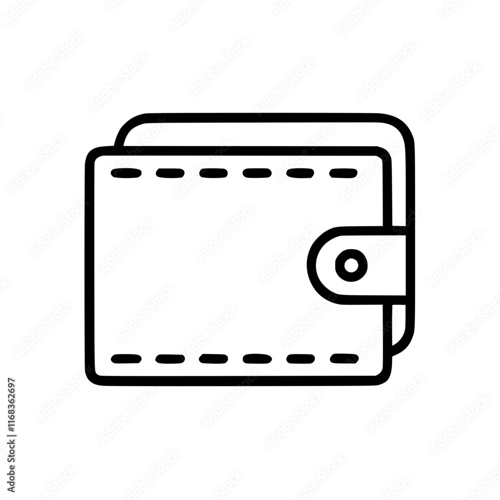 Wallet in outline icon style, business and finance theme. Wallet in outline icon style, business and finance theme.