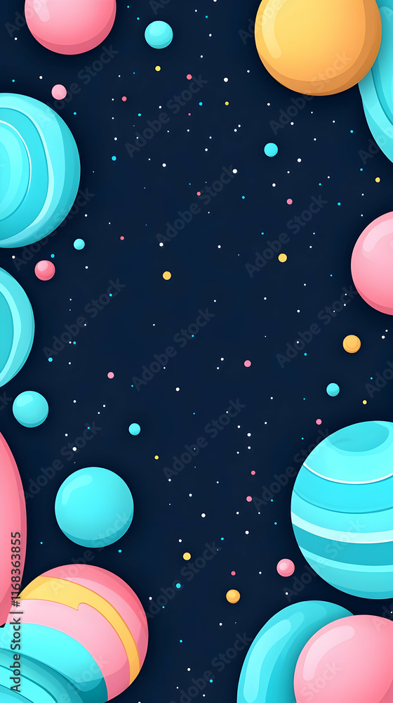 Colorful Planets Space Background Design Template. Colorful Planets Space Background Design Template.