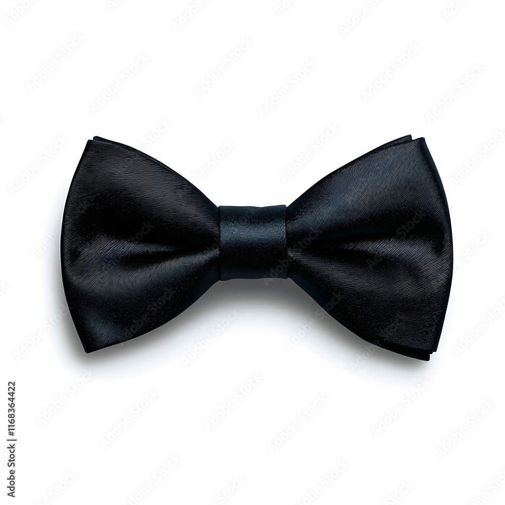 Classic Black Bow Tie With Satin Finish on White Background Classic Black Bow Tie With Satin Finish on White Background