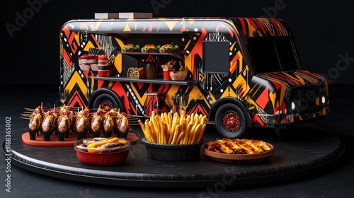 Wallpaper Mural A vibrant food truck with assorted dishes, showcasing a lively culinary experience. Torontodigital.ca