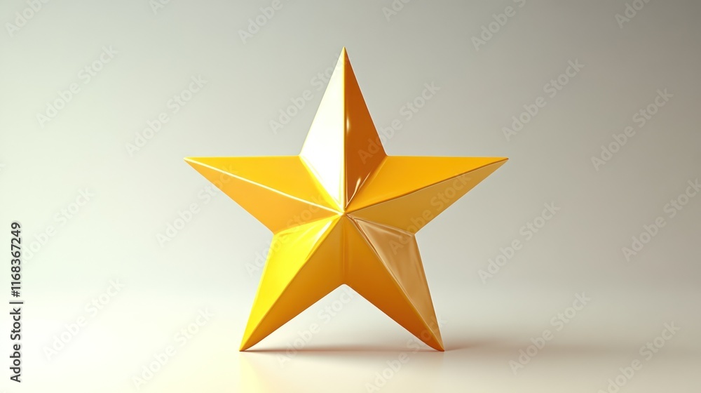Golden star, 3D render. Golden star, 3D render.