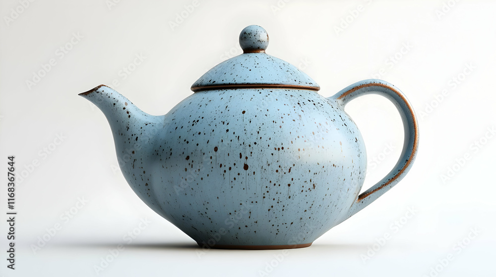 A beautifully crafted blue ceramic teapot with a speckled design, perfect for tea enthusiasts. A beautifully crafted blue ceramic teapot with a speckled design, perfect for tea enthusiasts.