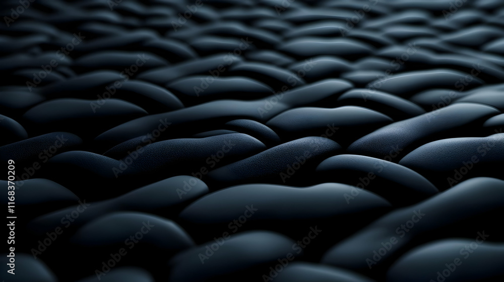 Obraz premium A close-up view of dark, smooth stones arranged in a harmonious pattern, reflecting calmness and nature's beauty.