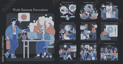 Work Burnout Prevention. Flat Vector Illustration