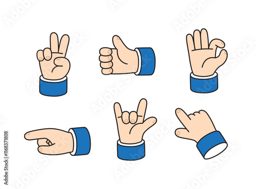 2d hand action set,cartoon character and illustration
