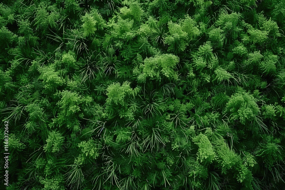 Lush green fern leaves and foliage in dense natural vegetation background Lush green fern leaves and foliage in dense natural vegetation background