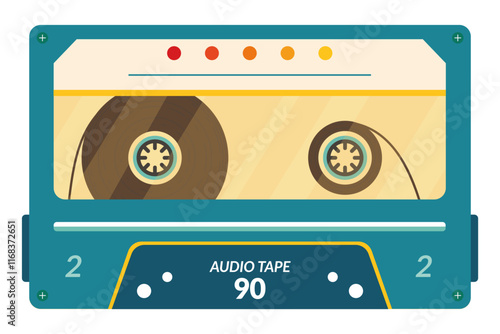 Vintage tape cassette. Retro mixtape, 1980s pop songs tapes and stereo music cassettes. 90s hifi disco dance audiocassette, analogue player record cassette. Isolated symbols vector