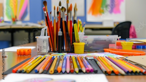 close up  of the many school instruments in 1 photo photo