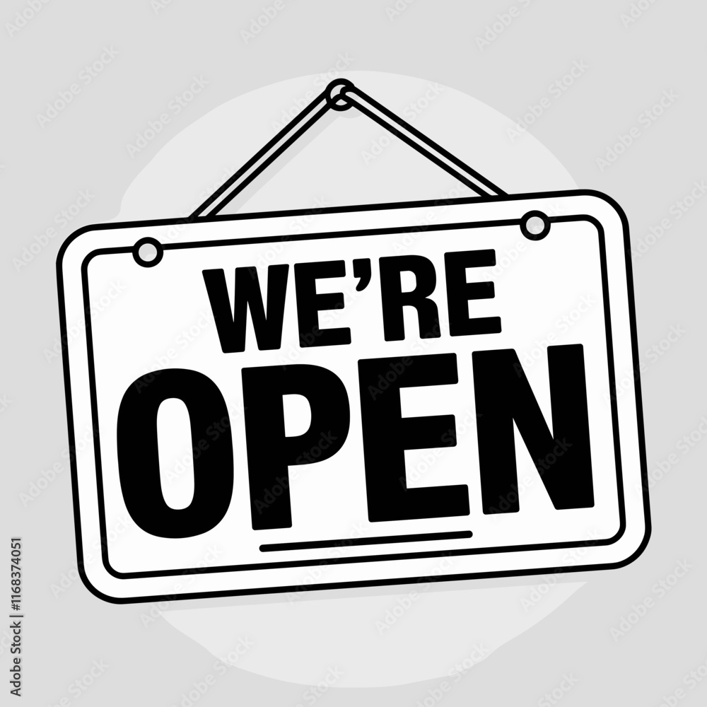 Classic We're Open Sign with Hanging Board Classic We're Open Sign with Hanging Board