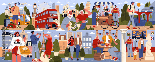 Eurotour. Flat Vector Illustration
