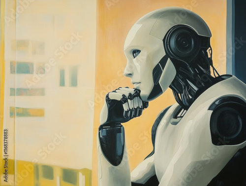 Ai robot thinking. Generatie Ai.