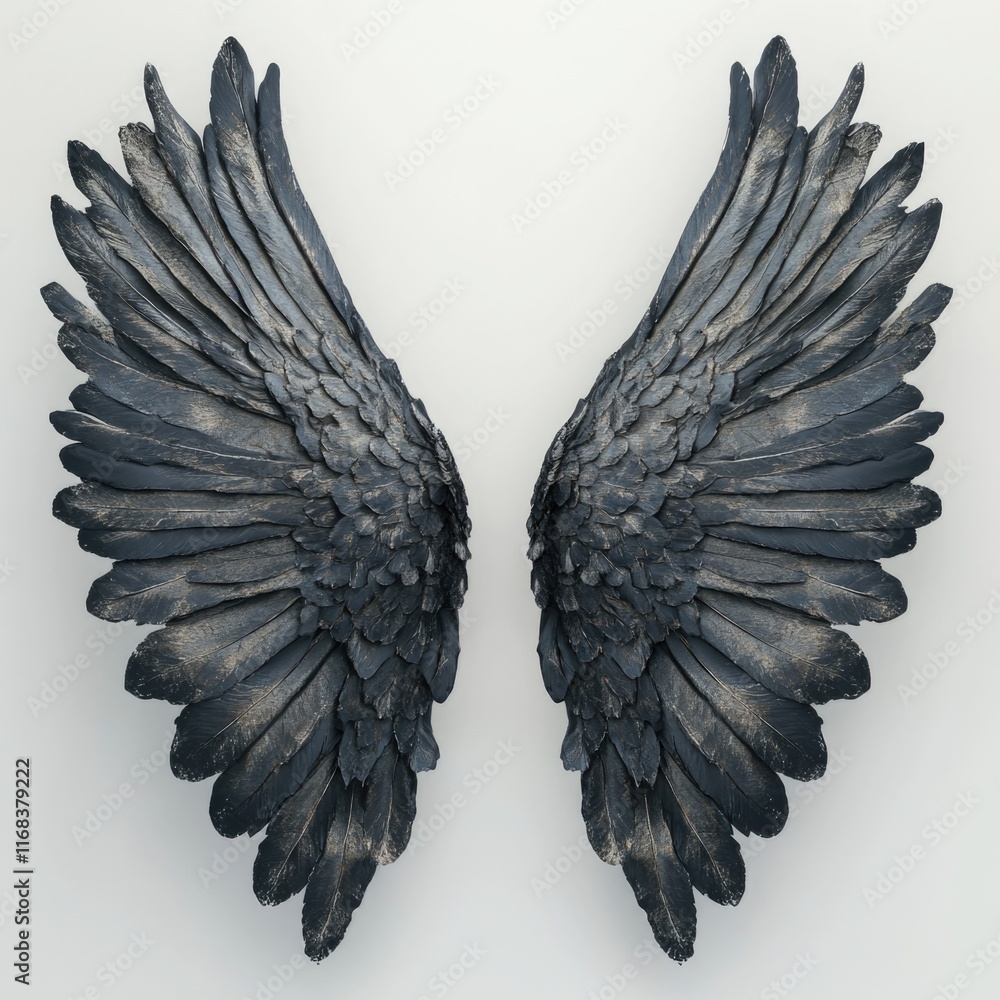 Obraz premium Black wings on white surface