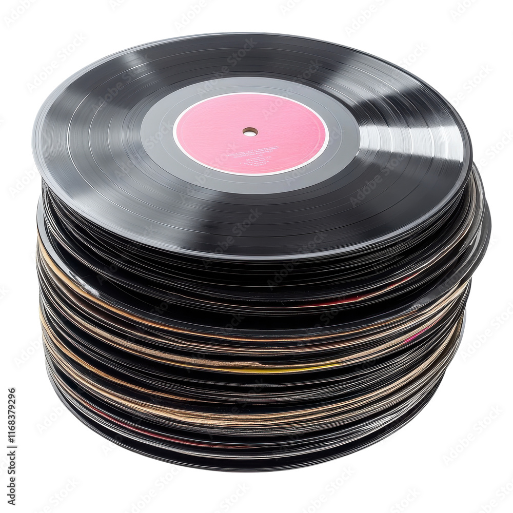 Stack of Vinyl Records Isolated on White Background for Music Enthusiasts on transparent background Stack of Vinyl Records Isolated on White Background for Music Enthusiasts on transparent background