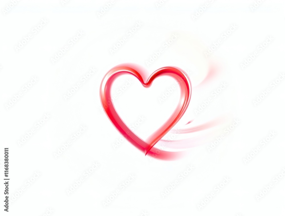 Abstract Red Heart: Fluid Lines, Romantic Design, Soft Glow Abstract Red Heart: Fluid Lines, Romantic Design, Soft Glow