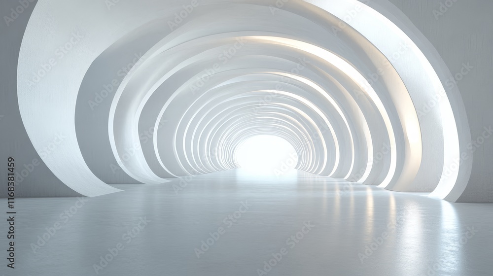 Abstract white tunnel with glowing end. Abstract white tunnel with glowing end.